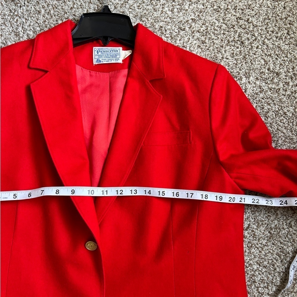 Pendleton Virgin Wool Red Blazer Jacket Holiday C… - image 7
